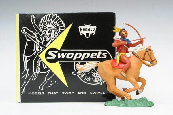 Herald Swoppet Mounted Indian with Bow & Arrow