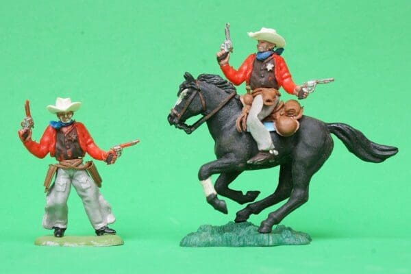 Swoppet Cowboy Sheriff Mounted & On Foot RED Torso