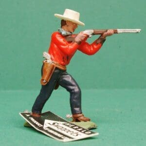 NEW! Herald Swoppet Cowboy Standing Firing Rifle - RED Torso