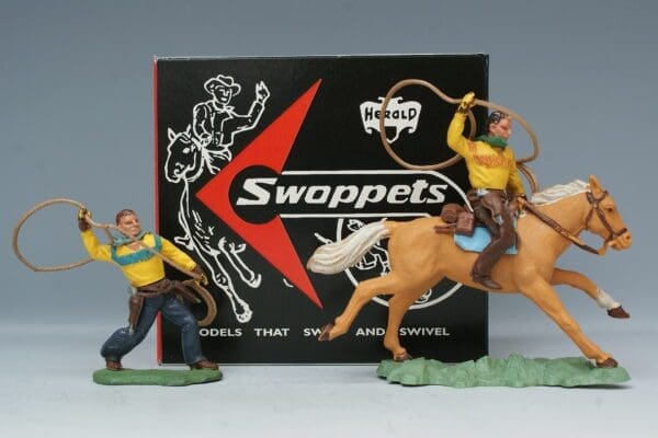 SOLD Herald Swoppet Cowboys Throwing Lasso (Mounted & Foot)
