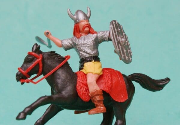 SOLD Timpo Mounted Viking, Swinging Axe