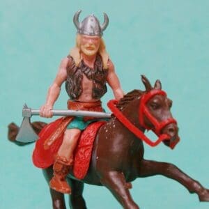 SOLD Timpo Mounted Viking with Double-handed Axe