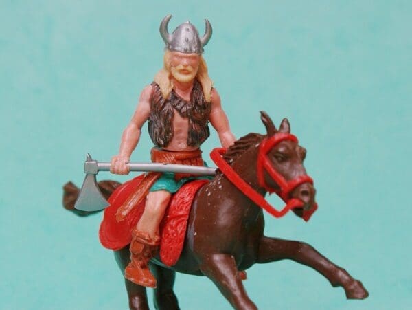 SOLD Timpo Mounted Viking with Double-handed Axe