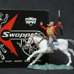 SOLD Swoppet Mounted Cowboy Wounded by Arrow - WHITE Horse