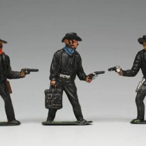 SOLD Timpo Group of 3 Cowboys Lead Moulds - BLACK Plastic!