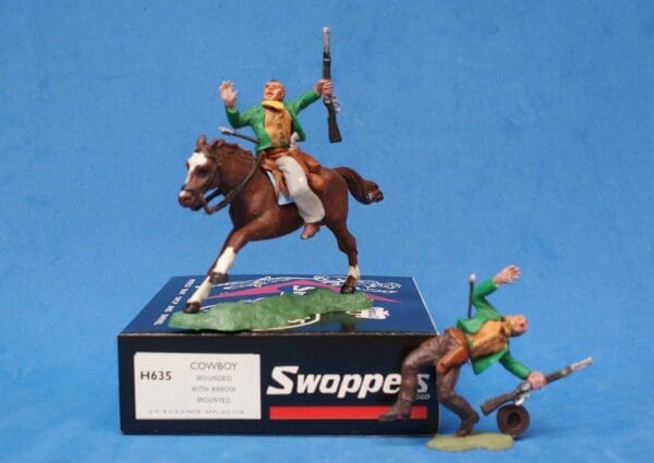 SOLD Swoppet Cowboy Wounded by Arrow - Mounted & On Foot - Image 5