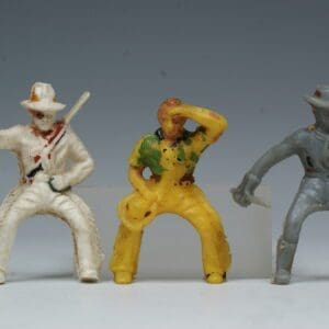 SOLD Timpo Solids Early Mounted Cowboys x 3 Poses