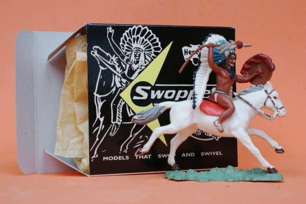 SOLD Herald Swoppet Indian Chief with Spear, Mounted
