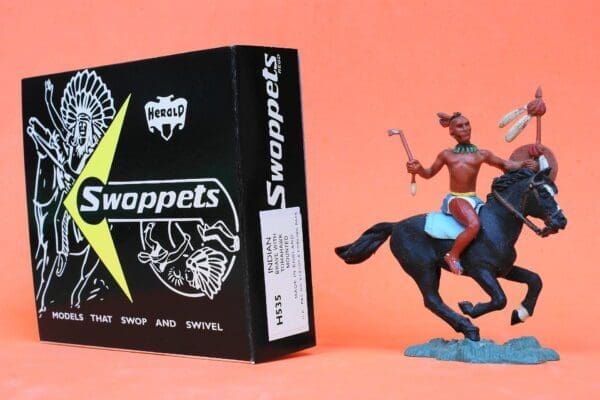 SOLD Herald Swoppet Indian Brave with Tomahawk, Mounted