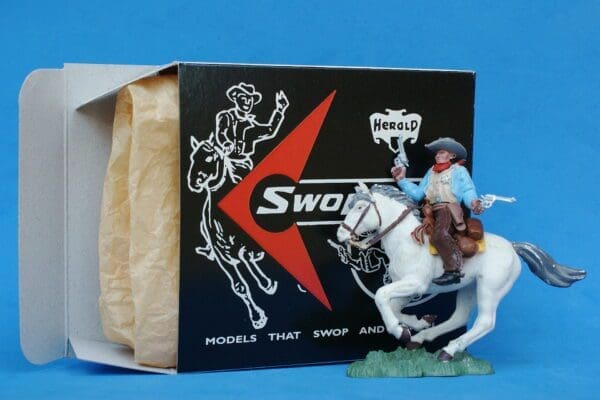 SOLD Herald Swoppet Mounted Cowboy Sheriff - LIGHT BLUE Torso