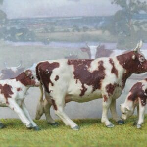 SOLD Herald Ayrshire Cow & Calves - Spray-painted!
