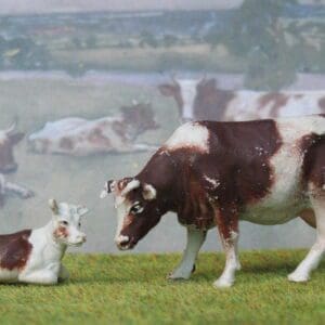 SOLD Herald Ayrshire Cow & Calf - Spray-painted!