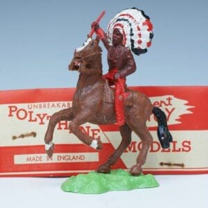 SOLD Crescent Mounted Red Indian with Lance Header Card Set