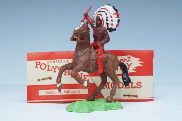 SOLD Crescent Mounted Red Indian with Lance Header Card Set