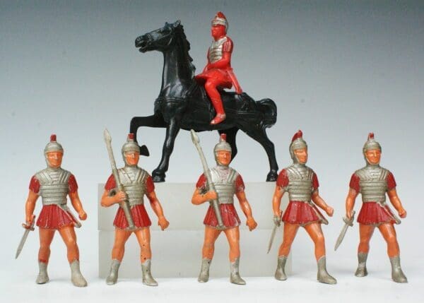 SOLD Poplar Plastic Mounted Roman Legionnaires - Early Paint!