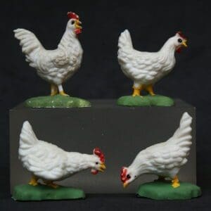 SOLD OUT Herald Farm White Cockerel & Hens - Set of 4