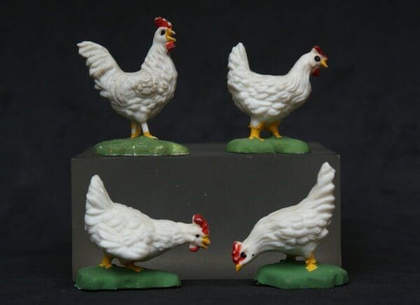 SOLD OUT Herald Farm White Cockerel & Hens - Set of 4