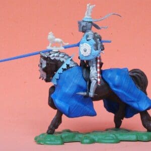 SOLD Britains C15th Mounted Knight Charging - Blue Blanket