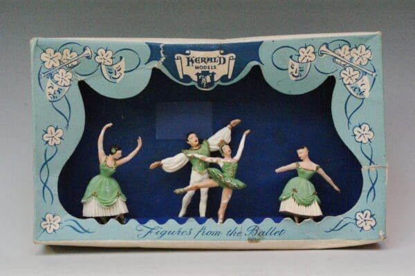 SOLD Herald Rare GREEN Ballet Dancers Display Carton