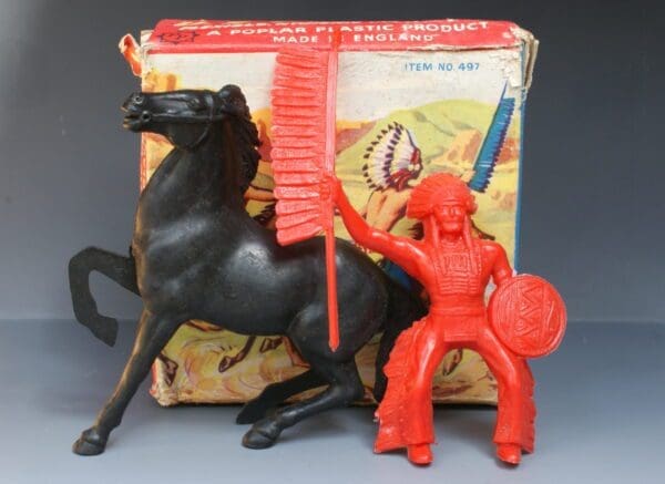 SOLD Poplar Plastics Mounted Indian Warrior - Boxed