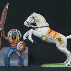 SOLD VP Mounted Indian with Banner on Leaping Horse