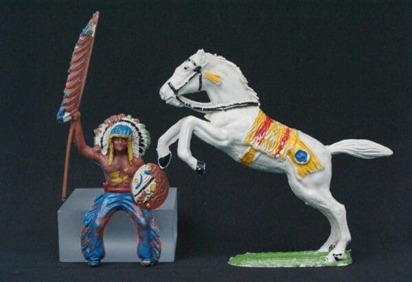 SOLD VP Mounted Indian with Banner on Leaping Horse