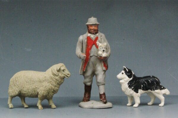 SOLD Britains Shepherd, Sheep & Collie from Lead Moulds
