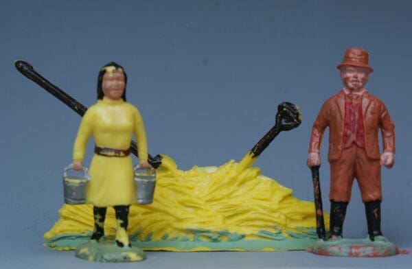 SOLD Speedwell Farmyard Models Milkmaid (Rare YELLOW) and Farmer