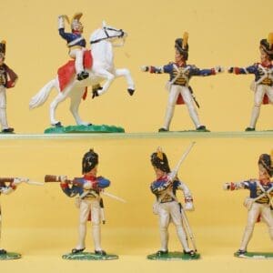 SOLD Timpo Waterloo Mounted French Dragoon & Infantry