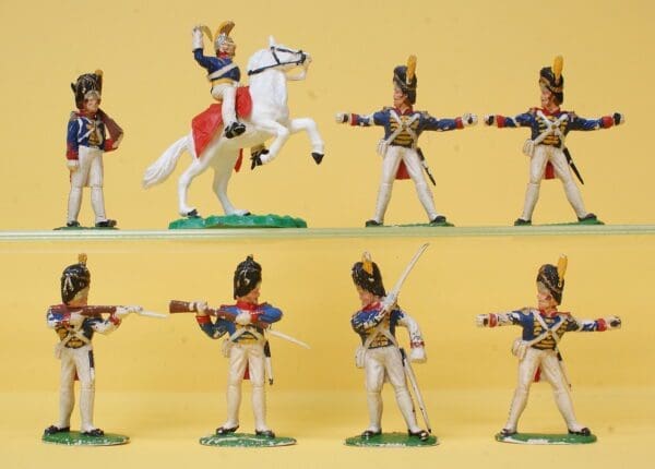 SOLD Timpo Waterloo Mounted French Dragoon & Infantry