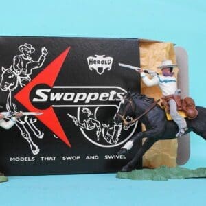 Herald Swoppet Cowboys Firing Rifle - Mounted & On Foot