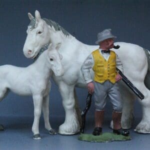SOLD Herald Shire Mare, Colt & Farmer - White Plastic