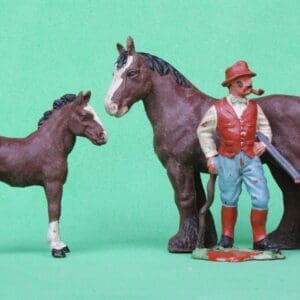 Herald Shire Mare, Colt & Farmer - Brown Plastic