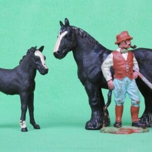 Herald Shire Mare, Colt & Farmer - Black Plastic