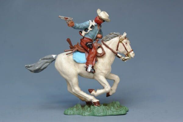 SOLD Herald Zang Mounted Cowboy Firing - WHITE Horse