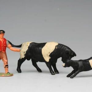 SOLD Timpo Farm Drover, Bull & Calf - BLACK Plastic!