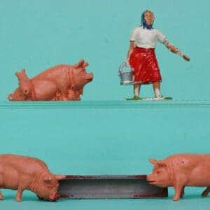 SOLD Timpo Farm Milkmaid, Pigs & Trough