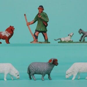 SOLD Timpo Shepherd, Sheep Dog and Sheep