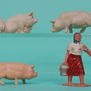 SOLD Timpo Milkmaid and Pigs - Off WHITE Variants