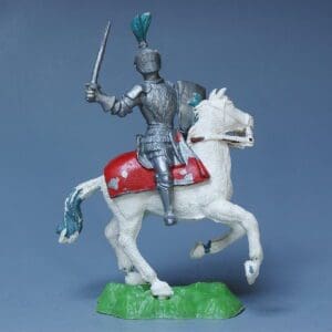 SOLD Crescent Mounted Knight with Sword & Shield - WHITE Horse