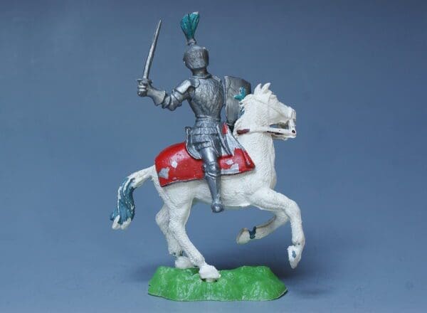 SOLD Crescent Mounted Knight with Sword & Shield - WHITE Horse
