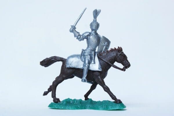 SOLD Crescent Mounted Knight with Sword & Shield - Unpainted