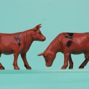 SOLD Timpo Standing & Feeding Cows - Brown Plastic