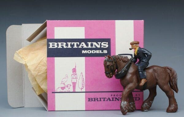 SOLD OUT Britains Draught Horse & Rider - REPRO Magenta Box
