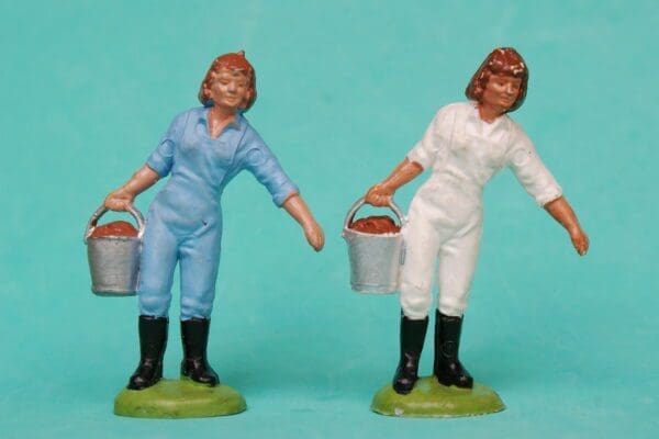 SOLD Britains Land Girl LIGHT BLUE PVC Plastic - RARE!