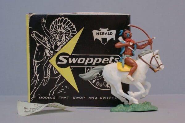 SOLD Swoppet Mounted Indian Brave with Bow & Arrow - Fair Box