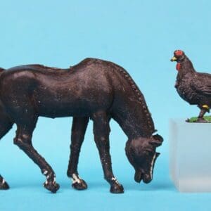Cherilea Transitional Farm Horse & Hen - BLACK Plastic