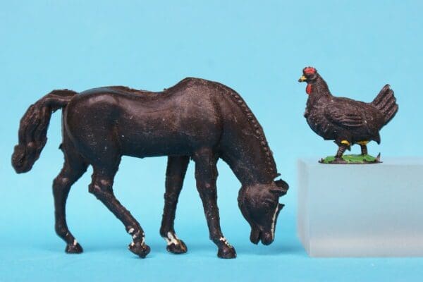 Cherilea Transitional Farm Horse & Hen - BLACK Plastic