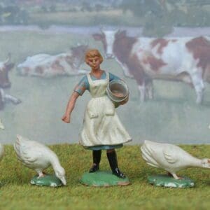 SOLD Herald Farmer's Daughter Feeding Ducks & Geese - Early