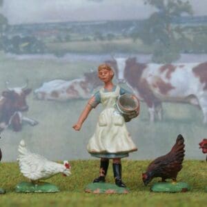 SOLD Herald Farmer's Daughter Feeding Chickens - Early
